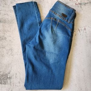 BAMBOO Blue Jeans | Raw Hem Skinny Jeans | Size 1/2